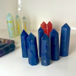 Natural Blue Aventurine Obelisk Tower Point Crystal Energy